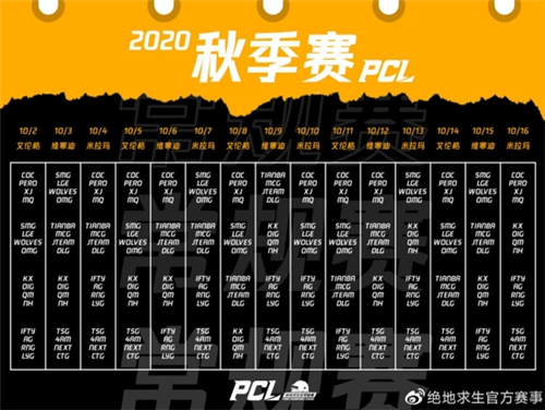 2020PCL秋季赛10月2日开战，联赛升级震撼来袭