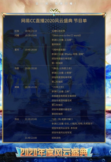 今夜盛大启幕！ CC直播2020年度风云盛典暨闪耀之夜