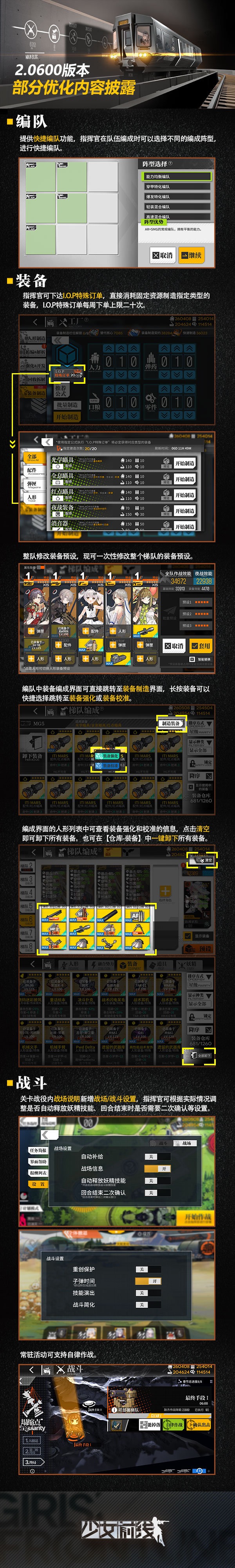 少女前线2.0600版本优化内容